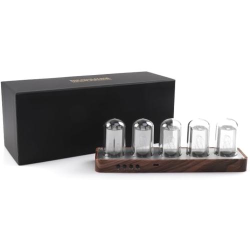 ClocTeck Nixie Tube Clock Walnut Digital Clock, Support Wi-Fi Time SYNC, Alarm & Timer, 12/24H Display, A Retro Gift for Friends (Wood Grain)