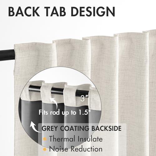 Beige , 2 Panels MIULEE 100% Blackout Curtains 90 inches Long Linen Curtains & Drapes for Bedroom Back Tab Living Room Darkening Full Black Out Window Curtain Panels Rod Pocket, Beige, 2 Panels Set