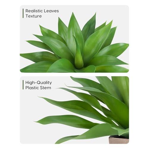 Velener Fake Agave with Burlap Bag, Artificial Plant Outdoor Agave - Fake Plants for Indoor and Outdoor Decor(15 Inch)