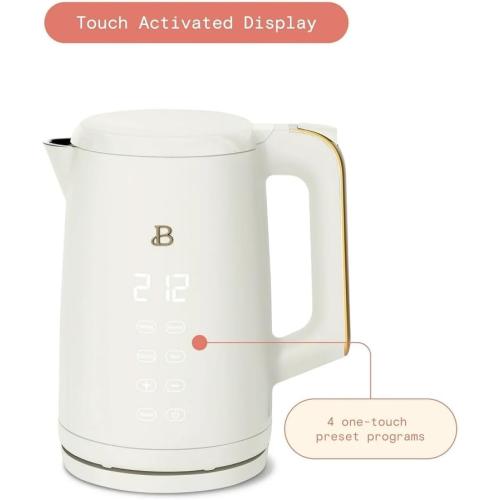 Beautiful 1.7-Liter Electric Kettle 1500 W with One-Touch Activation, White Icing by Drew Barrymore