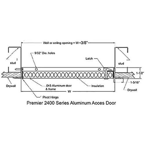 Premier by Dynasty Hardware 14x14 Universal Aluminum Access Panel Door with Keyed Latch, Insulated for Exterior Application Use, Wall or Ceiling Mounted for Drywall, Plumbing, Electrical, 2400 Series