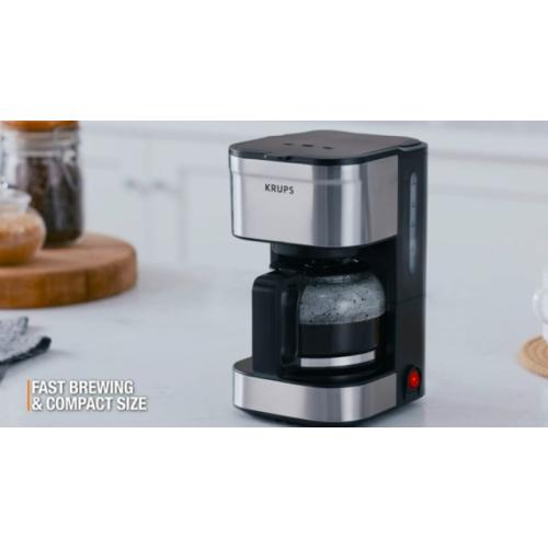 KRUPS Simply Brew Compact 5 Cup Coffee Maker: Stainless Steel Design, Pause & Brew, Keep Warm, Reusable Filter, Drip-Free Carafe