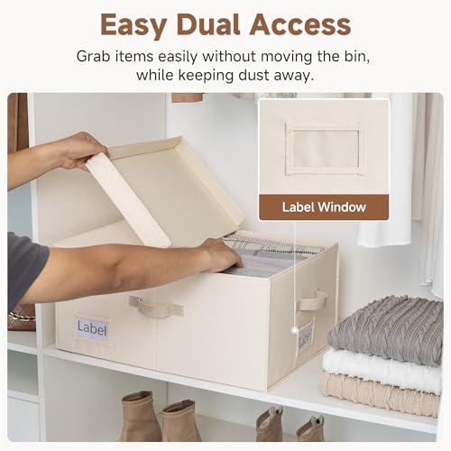 StorageWorks Large Decorative Storage Boxes with Lids, Cream White