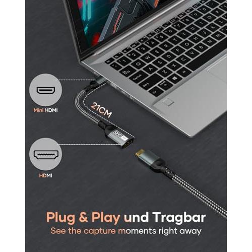 Mini HDMI to HDMI Adapter, 4K@60Hz 1440P@144Hz Mini HDMI Male to HDMI Female Extender Cable HDR 3D Compatible with Raspberry Pi Zero Camera TV Laptop Portable Monitor HDTV Camcorder