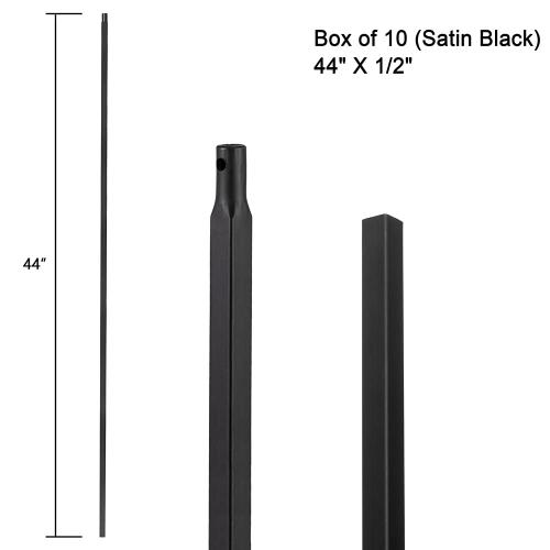 Iron Balusters - Hollow Metal Spindles for Staircase - 44 X 1/2 - Box of 10 (Satin Black)