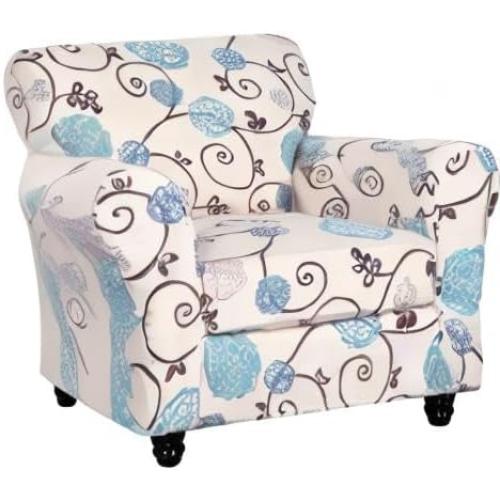 SearchI Stretch Sofa Cover Printed Couch Covers, Floral Pattern 2 Piece Armchair Slipcover with Separate Chair Cushion Cover, Washable Furniture Protector for Living Room(Armchair, Ball Flower)