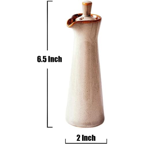 Small Ceramic Olive Oil Dispenser Bottle for Storage Of Oil, Vinegar, Soy Sauce, 120ml / 4oz - Beige