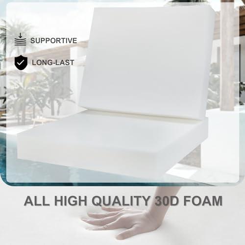 Favoyard Deep Seat Patio Cushion Set 24 x 24 Inch Waterproof Outdoor Chair Cushions for Patio Furniture with Fade Resistant and Removable Cover with Handle & Adjustable Straps for Patio, Yard, Garden