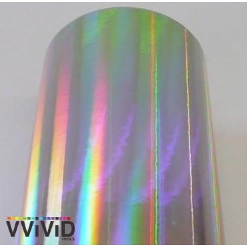 VViViD Silver Holographic Chrome Vinyl Wrap Rainbow Finish Roll DIY Air-Release Adhesive Film (1ft x 5ft)