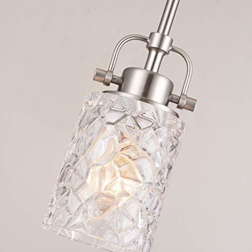 ALICE HOUSE 3 Pack Mini Modern Pendant Lights for Kitchen Island, Brushed Nickel Glass Hanging Lamp, Contemporary Farmhouse Hanging Lighting for Dining Room, Restaurants AL9082-P1 (Set of 3)