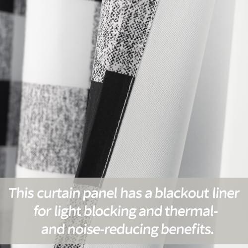 DriftAway Buffalo Plaid Check Curtains Black and White Buffalo Checkered Blackout Curtains for Farmhouse Bedroom Living Room Darkening Thermal Country Window Treatment Curtains 2 Panels 96 Inch Long
