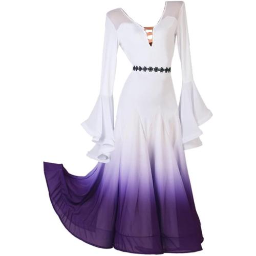 Size M /L ..V Neck Ballroom Dance Dresses for Women Waltz Competition Costumes Flamenco National Standard Performance Dress