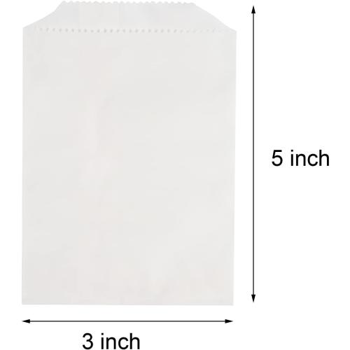 3x5 Inches Mini Size White Kraft Paper Bags for Bakery Cookies Treats Snacks Popcorn Small Gift bag