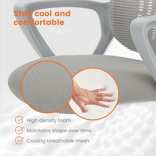 Office Computer Desk Managerial Executive Chair, Ergonomic Mid-Back Mesh Swivel Rolling Work with Wheels, Comfortable Lumbar Support, Comfy Arms for Home, Bedroom, Study, Student, Black