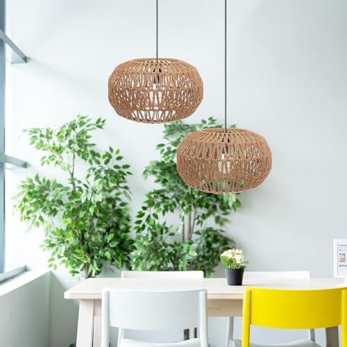 GANAZONO Woven Paper Rope Lamp Shade Simulation Rattan Pendant Light Shade Ceiling spider Bulb Covers for Pendant Floor Table Lamps Drawing Room Bedroom Office Hotel