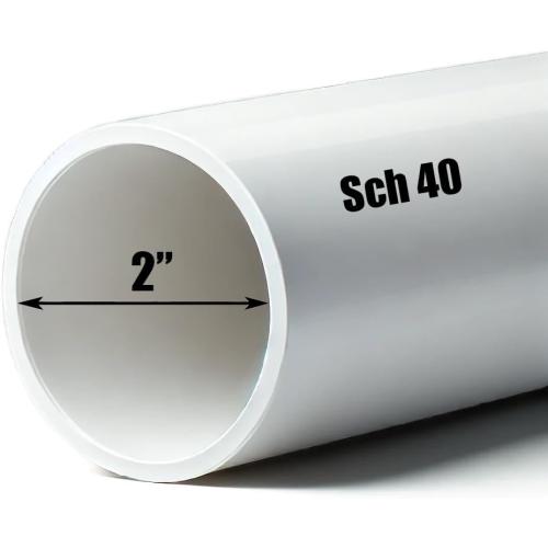 2 Inch Schedule 40 PVC Pipe – Rigid White PVC Plumbing Pipe for Drainage, Pool & Spa, Cold Water Applications – (2.375 Inch OD, 2.067 Inch ID) (12, Inches)