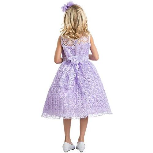 Color White Kids dream Sweetheart Illusion Neckline Lace Overlay Pleated Rhinestones Flower Girl Dress