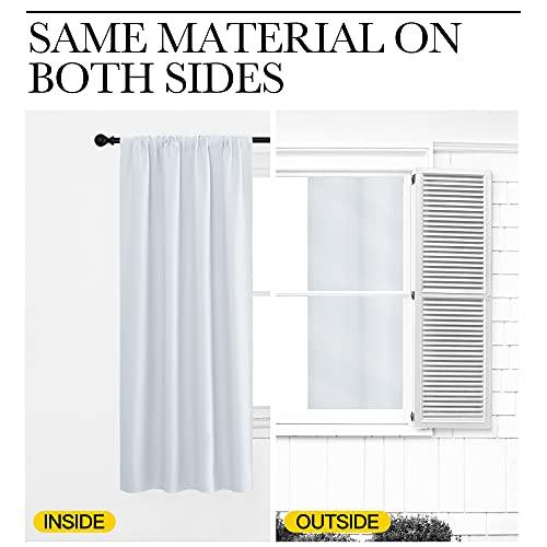 NICETOWN Greyish White Bedroom Curtain Panels - Multi-Function Noise Reducing Performance Window Treatment Thermal Insulated Room Darkening Drapes for Nursery (2 Panels, 52 in x 95 in (W x L))