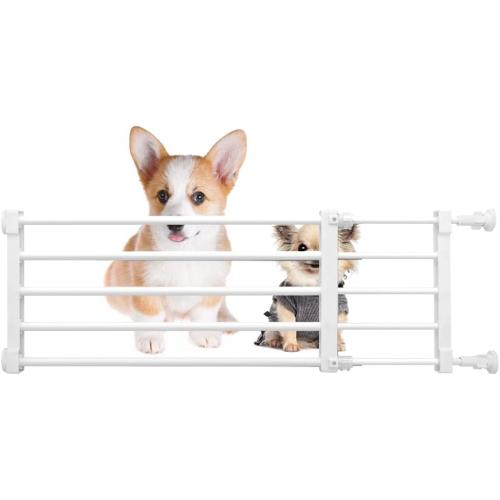 Short Dog Gate Expandable Dog Gate 22-39.37 to Step Over,Pressure Mount Small Pet Gate,Low Pet Gate-Adjustable,Puppy Gate Indoor for Doorway,Stairs (White, S(9.4''H))