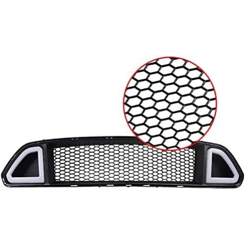 CHEDA Mesh Front Bumper Upper Hood Grille, Compatible With 2015-2017 Ford Mustang, With DRL LED White Light