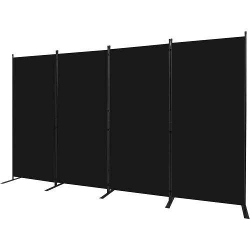 Room Divider 6FT Portable Room Dividers and Folding Privacy Screens, Fabric Divider for Room Separation, Partition Room Dividers Freestanding Wall Divider Screen Studio (Black, 4 Panel-136'')
