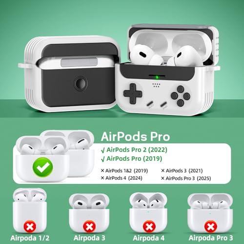 Inesore Retro Game Case for AirPods Pro/Pro 2 (White) for Men Boy