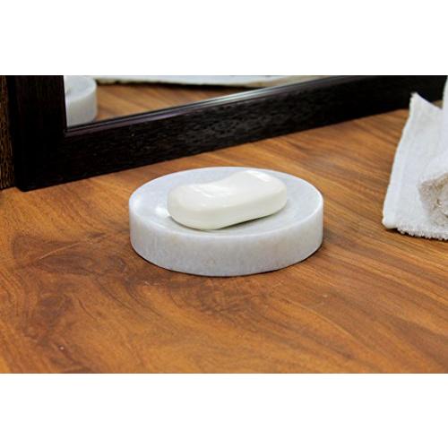KLEO Natural Stone Soap Dish Soap Holder Bath Accessories for Bathroom, Tub or Wash Basin Accessories (White)