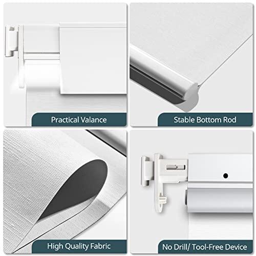 Motorized Blinds No Drill Automatic Blinds for Windows Cordless Roller Shades Electric Blinds with Remote Control Smart Blinds (White, 45.5 x 72)