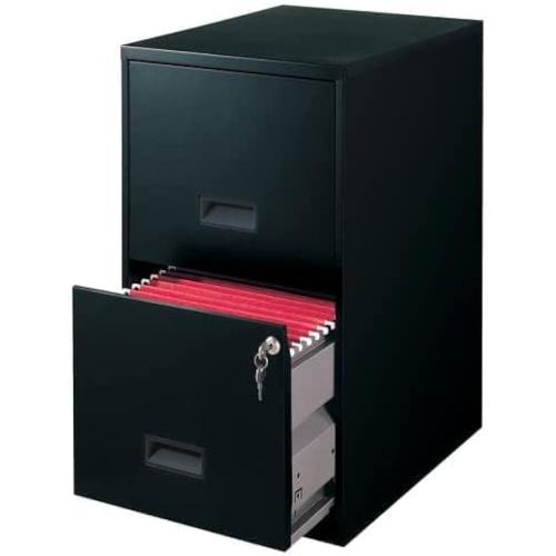Space Solutions 18 Deep 2 Drawer Letter Width Vertical File Cabinet, Black
