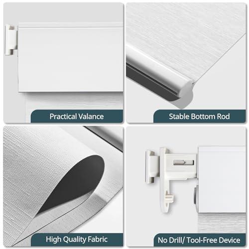 Motorized Blinds No Drill Automatic Blinds for Windows Cordless Roller Shades Electric Blinds with Remote Control Smart Blinds (White, 40.5 x 72)