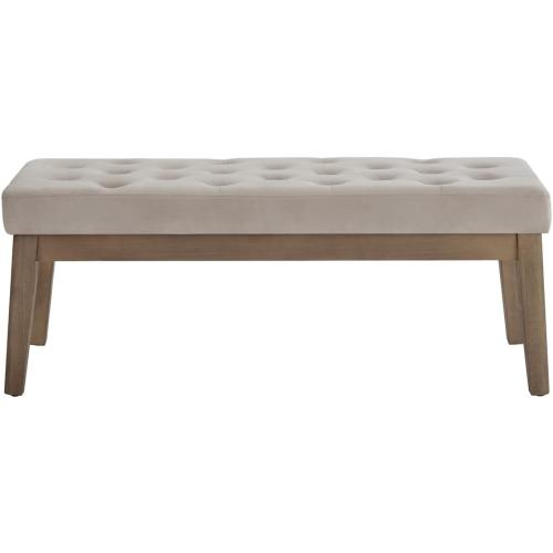 Velvet Upholstered Buttons Tufted Entryway Bench with Solid Wood Leg,Bed Bench Ottoman with Padded Seat,5034-Taupe