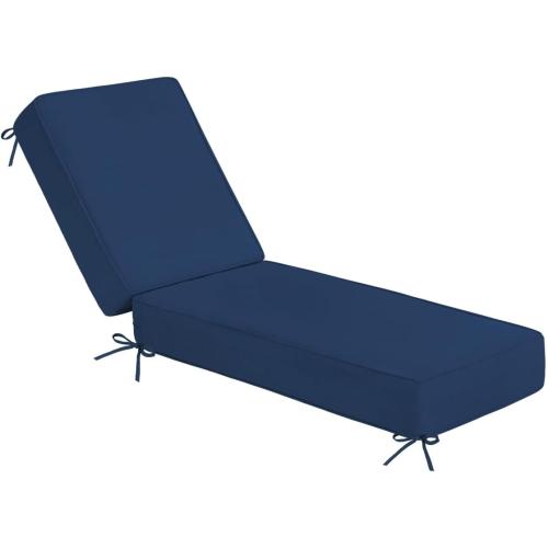 Sundale Outdoor Olefin Chaise Lounge Cushion, Water-Resistant Patio Lounge Chair Cushion, Thick Lounger Pad with 8 Straps Dark Blue, 72 x 21 x 6 Inches