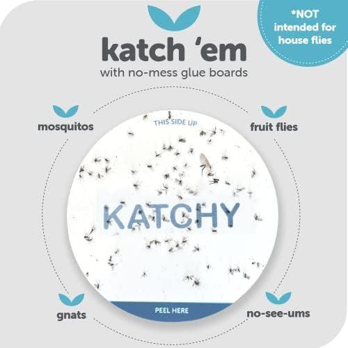 Katchy Original and Midnight Glue Board Refills (4 Pack) – Catcher & Killer for Mosquito, Gnat, Moth & Fruit Fly – Indoor Flying Insect Trap Glue Board Refills – Non-Zapper Traps for Buzz-Free Home