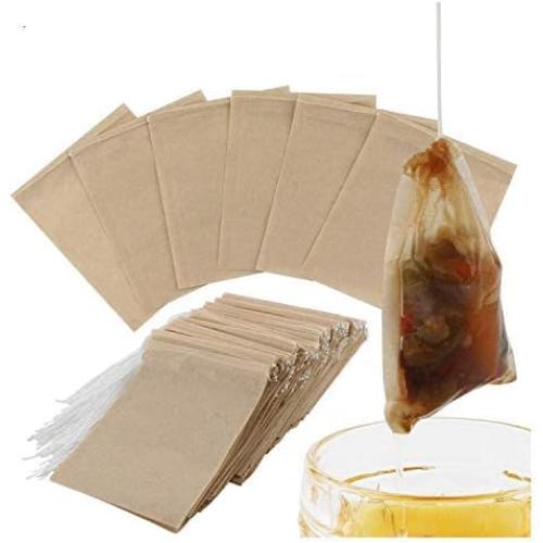 100 Pcs Tea Filter Bags Disposable Paper Tea Bag with Drawstring Safe Strong Penetration Unbleached Paper for Loose Leaf Tea and Coffee (100 pcs 5x6CM)