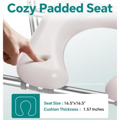 soundfuse Toilet Seat Risers for Seniors with Handles & Cozy Padded Seat | Adjustable Height & Width, 400lb, Durable Aluminum Frame, Handicap Elevated Raised Toilet Seat for Elderly, Fits Any Toilet