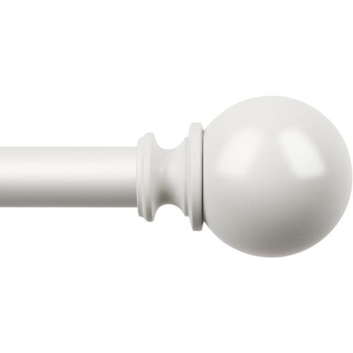 KAMANINA Curtain Rod 32 to 58 Inches (2.6-4.8ft), White Curtain Rods for Windows, 7/8 Inch Adjustable Modern Drapery Rod with Round Finials