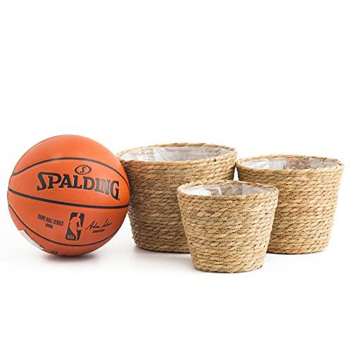 Plant Baskets for Indoor Plants, Seagrass Flower Plant Pots Cover Storage Basket for Organizing,9.8 inch,Brown Set of 3