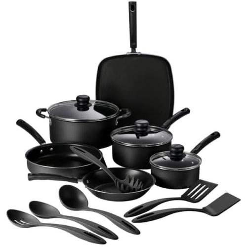 Tramontina Primaware 15-Piece Non Stick Cookware Set with Lids and Utensils, Aluminum Nonstick Pots and Pans Kitchen Set (Storm) MAY HAVE MISSING PIECES