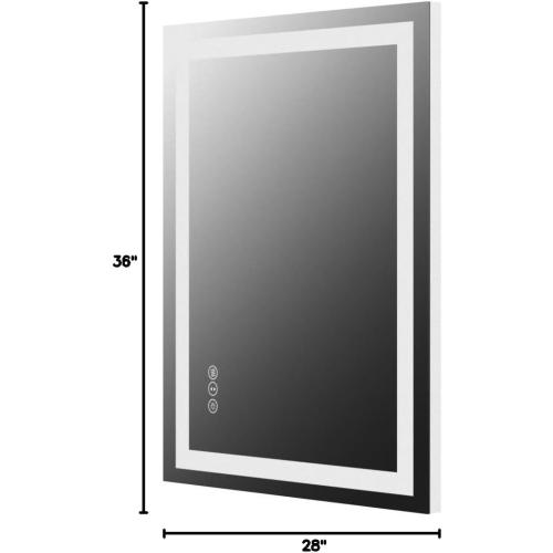 Amorho LED Bathroom Mirror 28x 36 with Front and Backlight, Stepless Dimmable Wall Mirrors with Anti-Fog, Shatter-Proof, Memory, 3 Colors, Double LED Vanity Mirror (Horizontal/Vertical)