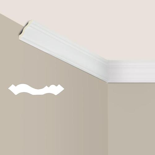 White 40Ft 10-Pack Ceiling Crown Molding Trim，Crown Molding Total Length 40 Ft，Lightweight High-Impact Polystyrene Decorative Ceiling Moulding，Ceiling Trim- Installed with Glue, White