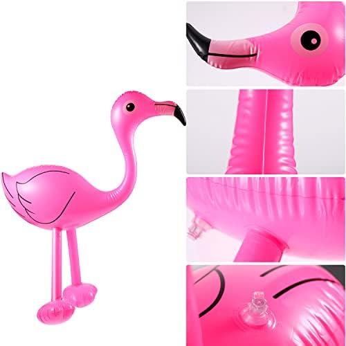 Yaomiao 6 Pcs Inflatable Pink Flamingos Pool Party Decor