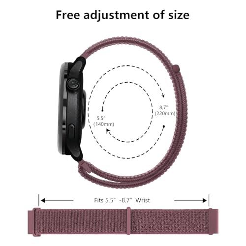 5 Pack Nylon Loop Sport Band Compatible with Garmin Venu 4 45mm/Vivoactive 4/Venu 2/Venu 3,22mm Breathable Soft Band Adjustable Watch Straps for Garmin Forerunner 255/265/745/955/965 Women Men