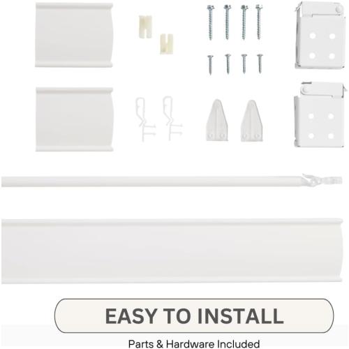 LOTUS & WINDOWARE Cordless Faux Wood Blinds, 39 Wide x 60 Long, Smooth, Snow White, 2 Inch Horizontal Blinds – for Living Room, Bedroom, Interior Door Windows