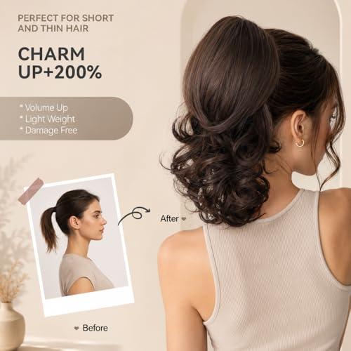 ZQIAN BEAUTY 14 Inch Blonde Ponytail Extension, Clip on Ponytails for Women