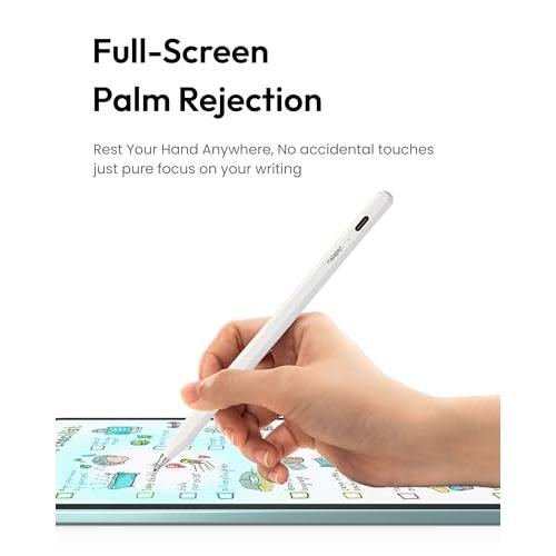 Metapen Pencil Air8 Pro for iPad 2018-2025, Ultra-Quiet, 2X Fast Charging, Palm Rejection Stylus Pen for iPad a16/11/10/9/8/7/6th Gen, Pro 12.9/11/13-inch M4, Air 3/4/5/M2/M3, Mini 5/6th