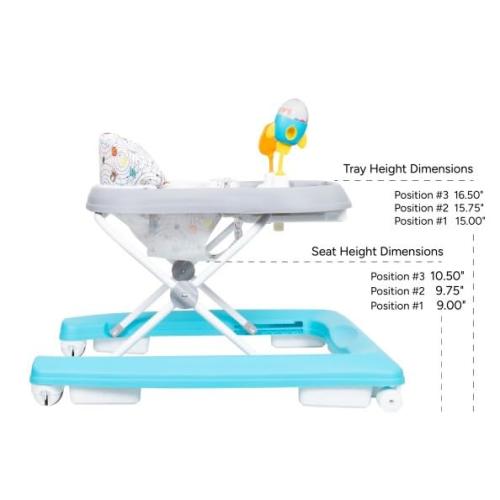 Smart Steps Trend Activity Walker and Entertainer with Removeable Toys, Large Tray, Cup Holder, Adjustable Height and Flat Fold Frame for Storage, Ages 6 Months  , Space Walk Navy