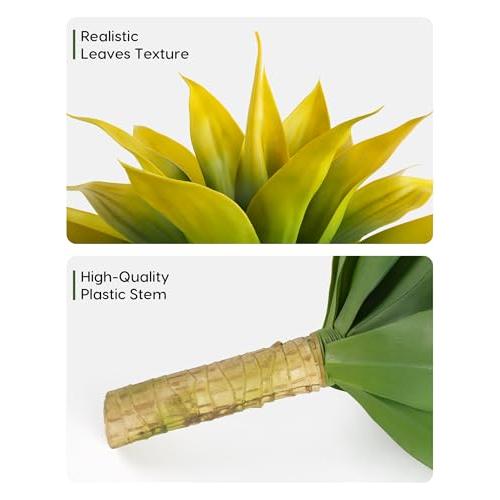 Velener Artificial Agave Fake Plants, Yellow Fake Succuents Plant for Room Decor, Unpotted Faux Agave Plant for Outdoor/Indoor Fall Decor, Yellow, 22 inches, Set of 1
