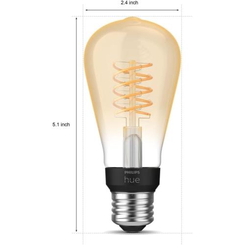Philips Hue Smart 60W ST19 Filament LED Bulb - Soft Warm White Light - 1 Pack - 550LM - E26 - Indoor - Control with Hue App - Compatible with Alexa, Google Assistant and Apple Homekit.
