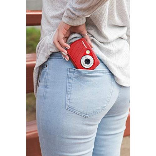Polaroid IS048 Waterproof Instant Sharing 16 MP Digital Portable Handheld Action Camera, Red