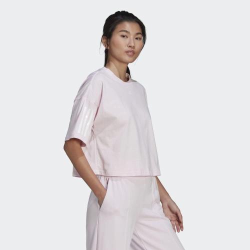 Adidas Women's Hyperglam Boxy Tee, Almost Pink 2XS